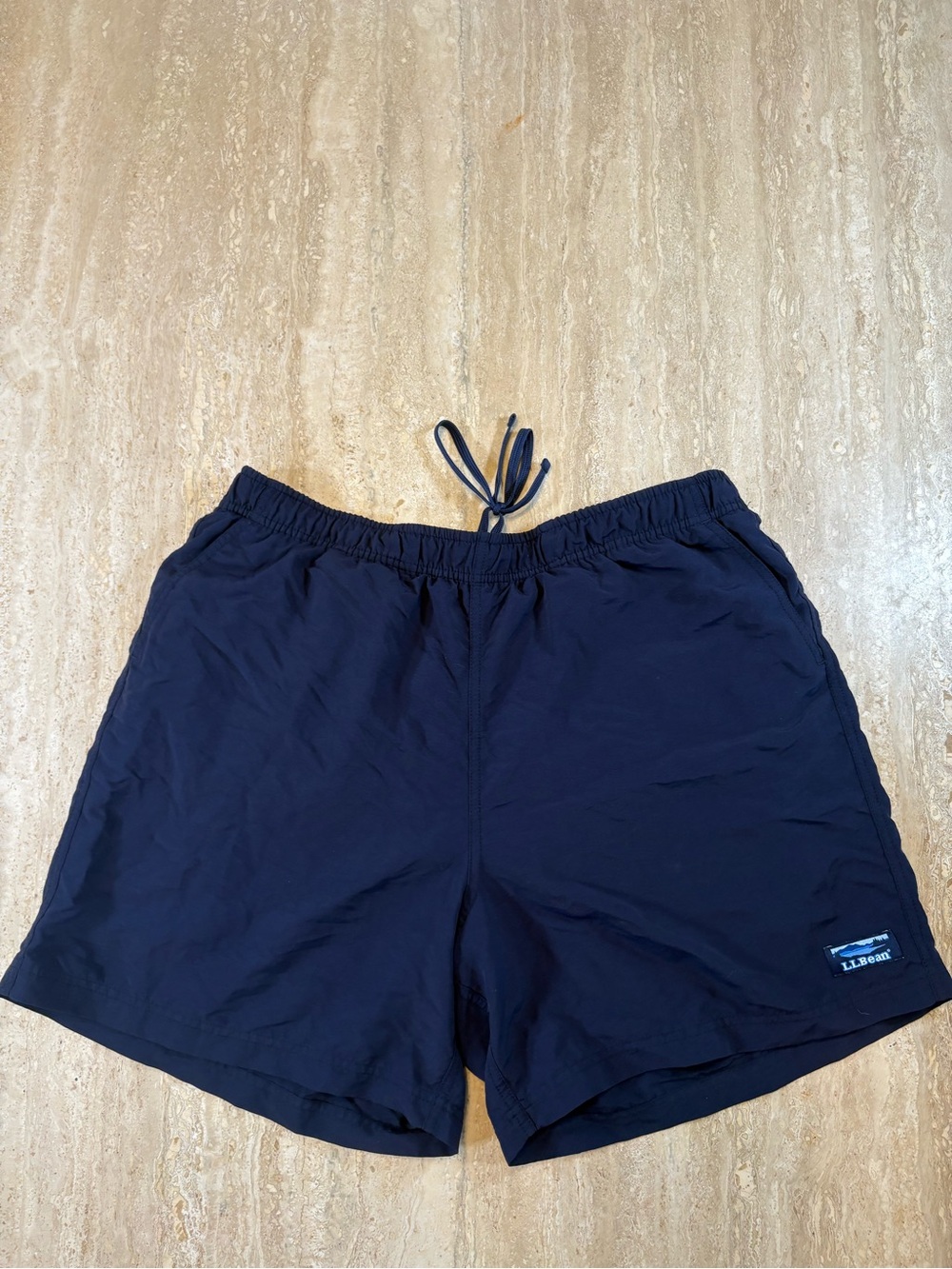 LL Bean Mens Large Blue Supplex Nylon Mesh Lined Board Swim Shorts Trunks